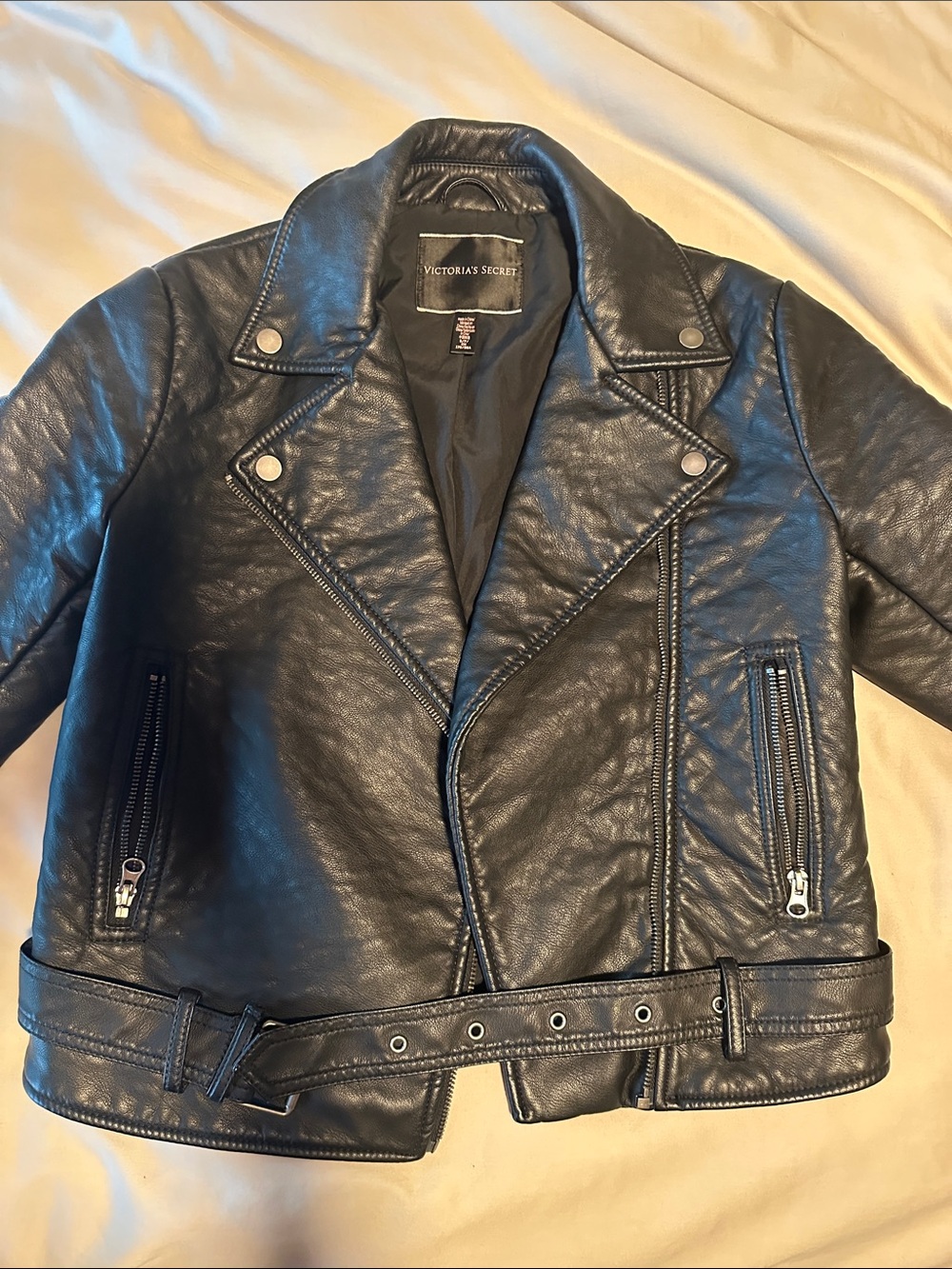 Victoria's Secret Black Faux Leather Biker Jacket